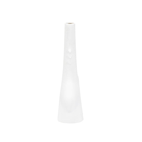 Wildwood Kona Sculptural Ceramic Vase With Smooth White Glaze — Coastal-Modern Accent For Shelves & Tablescape 13.5h x 9.5w x 3.5d 302465