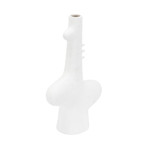 Wildwood Kona Sculptural Ceramic Vase With Smooth White Glaze — Coastal-Modern Accent For Shelves & Tablescape 13.5h x 9.5w x 3.5d 302465