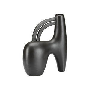 Wildwood Punalu'u Sculptural Accent Vase With Deep Black Glaze — Textured Ceramic Focal Piece For Shelves Desktops 12h x 3.75w x 2.6d 302467