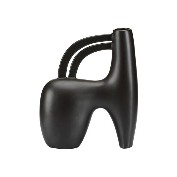 Wildwood Punalu'u Sculptural Accent Vase With Deep Black Glaze — Textured Ceramic Focal Piece For Shelves Desktops 12h x 3.75w x 2.6d 302467