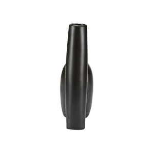 Wildwood Punalu'u Sculptural Accent Vase With Deep Black Glaze — Textured Ceramic Focal Piece For Shelves Desktops 12h x 3.75w x 2.6d 302467
