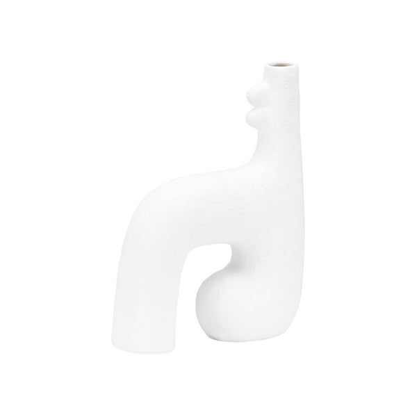 Wildwood Kona Sculptural Ceramic Vase With Smooth White Glaze — Coastal-Modern Accent For Shelves & Tablescape 13h x 9w x 3.5d 302468