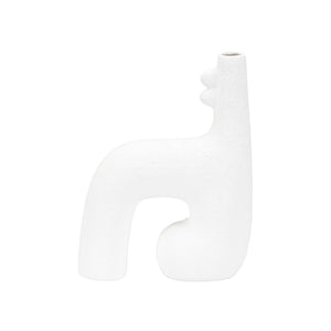 Wildwood Kona Sculptural Ceramic Vase With Smooth White Glaze — Coastal-Modern Accent For Shelves & Tablescape 13h x 9w x 3.5d 302468