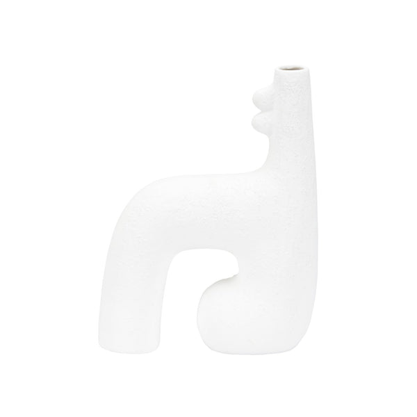 Wildwood Kona Sculptural Ceramic Vase With Smooth White Glaze — Coastal-Modern Accent For Shelves & Tablescape 13h x 9w x 3.5d 302468