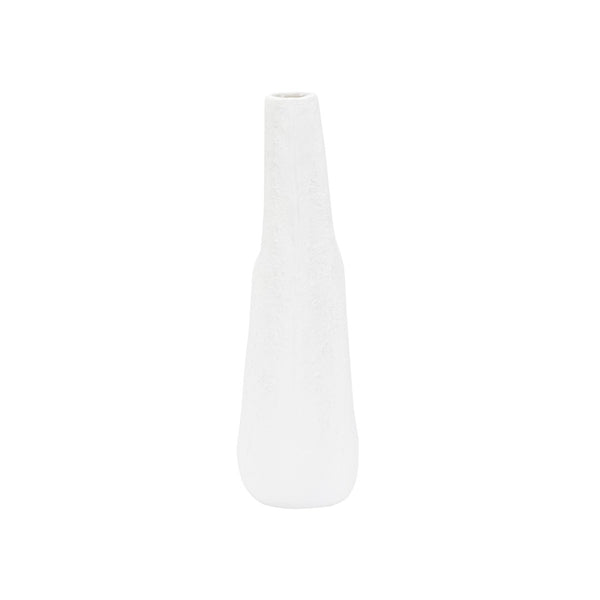 Wildwood Kona Sculptural Ceramic Vase With Smooth White Glaze — Coastal-Modern Accent For Shelves & Tablescape 13h x 9w x 3.5d 302468