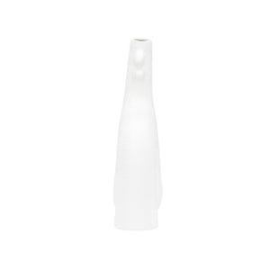 Wildwood Kona Sculptural Ceramic Vase With Smooth White Glaze — Coastal-Modern Accent For Shelves & Tablescape 13h x 9w x 3.5d 302468