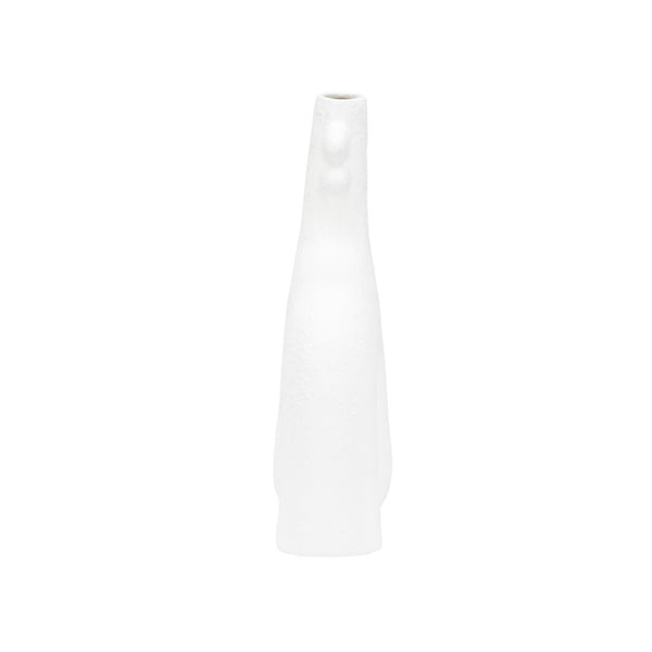 Wildwood Kona Sculptural Ceramic Vase With Smooth White Glaze — Coastal-Modern Accent For Shelves & Tablescape 13h x 9w x 3.5d 302468