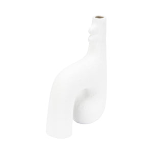 Wildwood Kona Sculptural Ceramic Vase With Smooth White Glaze — Coastal-Modern Accent For Shelves & Tablescape 13h x 9w x 3.5d 302468