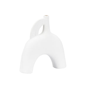 Wildwood Kona Sculptural Ceramic Vase With Smooth White Glaze — Coastal-Modern Accent For Shelves & Tablescape 10.5h x 10w x 2.5d 302469