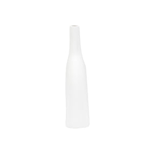 Wildwood Kona Sculptural Ceramic Vase With Smooth White Glaze — Coastal-Modern Accent For Shelves & Tablescape 10.5h x 10w x 2.5d 302469