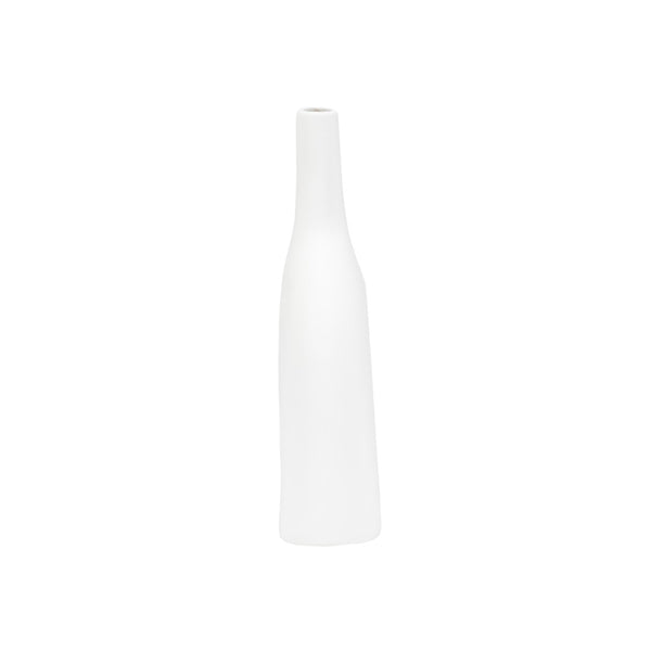 Wildwood Kona Sculptural Ceramic Vase With Smooth White Glaze — Coastal-Modern Accent For Shelves & Tablescape 10.5h x 10w x 2.5d 302469