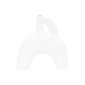 Wildwood Kona Sculptural Ceramic Vase With Smooth White Glaze — Coastal-Modern Accent For Shelves & Tablescape 10.5h x 10w x 2.5d 302469