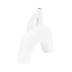 Wildwood Kona Sculptural Ceramic Vase With Smooth White Glaze — Coastal-Modern Accent For Shelves & Tablescape 10.5h x 10w x 2.5d 302469