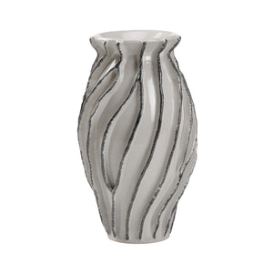 Wildwood Capricciosa Hand-Sculpted Italian Ceramic Vase 23" Tall In Gray Glaze With Black-Highlighted Edges 302472