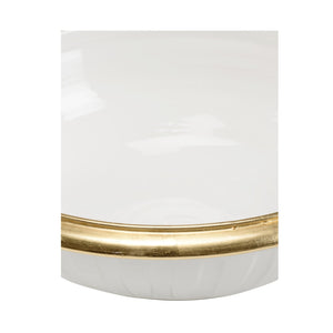 Wildwood Blanco Handcrafted Italian Ceramic Bowl With White Glaze And Gold Leaf Trim — Luxe Centerpiece Accent 302487
