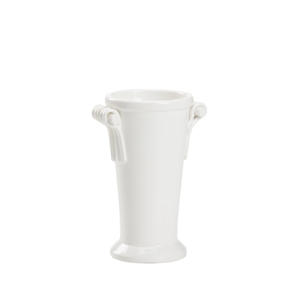 Wildwood Manetti Hand‑Sculpted Italian Vase, 14"H White Glaze Ceramic Accent For Tables, Shelves, Florals 302489