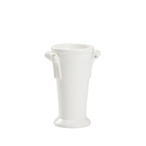 Wildwood Manetti Hand‑Sculpted Italian Vase, 14"H White Glaze Ceramic Accent For Tables, Shelves, Florals 302489
