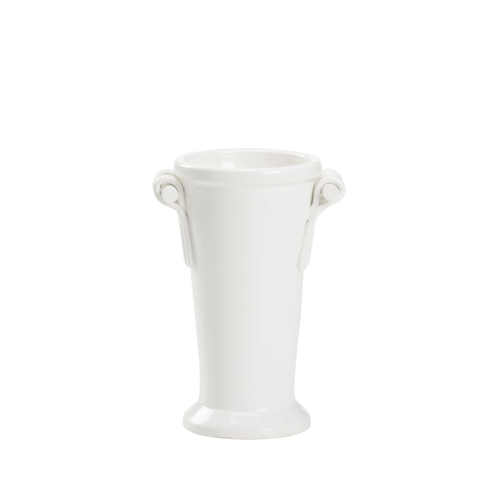 Wildwood Manetti Hand‑Sculpted Italian Vase, 14"H White Glaze Ceramic Accent For Tables, Shelves, Florals 302489