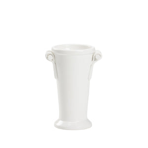 Wildwood Manetti Hand‑Sculpted Italian Vase, 14"H White Glaze Ceramic Accent For Tables, Shelves, Florals 302489