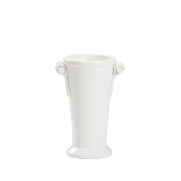Wildwood Manetti Hand‑Sculpted Italian Vase, 14"H White Glaze Ceramic Accent For Tables, Shelves, Florals 302489