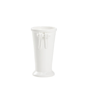 Wildwood Manetti Hand‑Sculpted Italian Vase, 14"H White Glaze Ceramic Accent For Tables, Shelves, Florals 302489