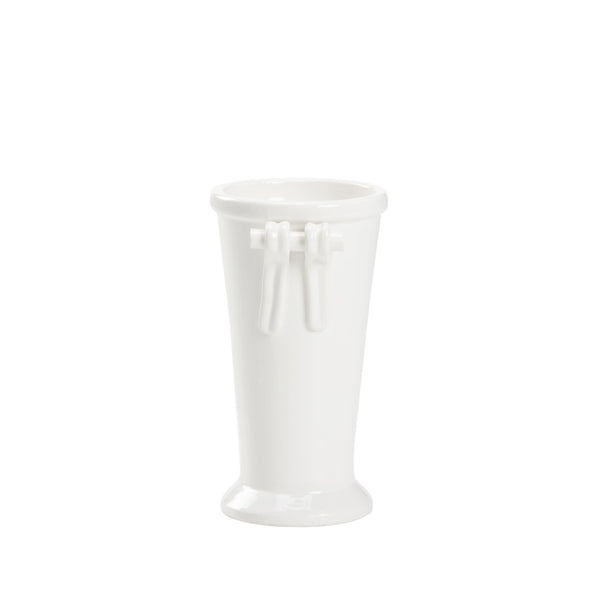 Wildwood Manetti Hand‑Sculpted Italian Vase, 14"H White Glaze Ceramic Accent For Tables, Shelves, Florals 302489