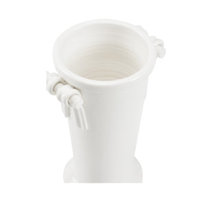 Wildwood Manetti Hand‑Sculpted Italian Vase, 14"H White Glaze Ceramic Accent For Tables, Shelves, Florals 302489