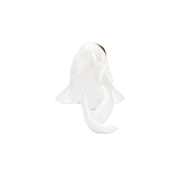 Wildwood Imperial Handcrafted Koi Sculpture — Italian White Glaze With Gold Leaf Accent For Lucky Decor (96) 302492