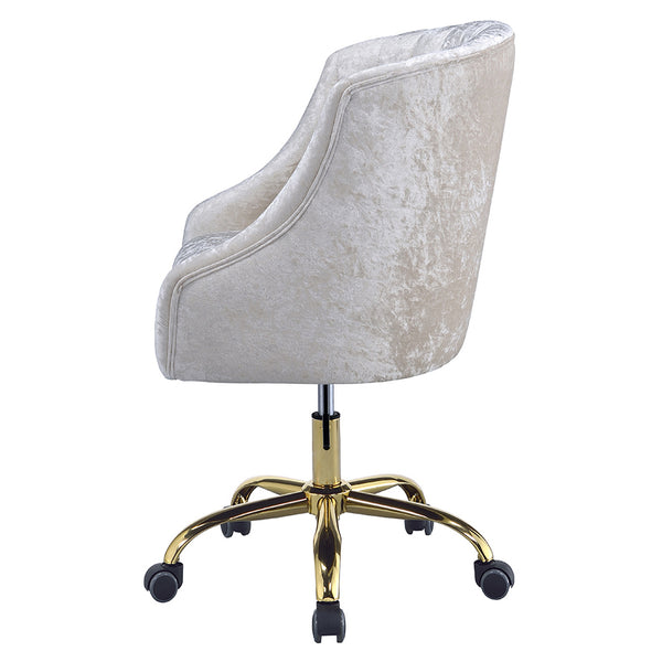 English Elm Vintage Whiskey Top Grain Leather Swivel Office Chair with Wood Arms, Metal Frame, Smooth Casters and Timeless Elegance Cream B062P182759