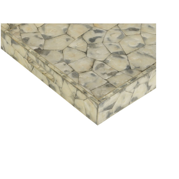 Wildwood Shell Gray Tortoise Capiz Tray — 26" X16" Low-Profile Serving & Organizing Tray With Iridescent Finish, Handcrafted Appeal 302503