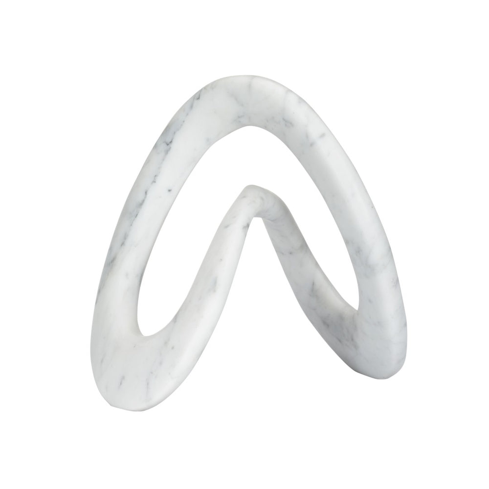 Wildwood Caerwyn Solid Carrara Marble Sculpture — 10.5" Sculptural Accent With Natural Veining For Tablescape Decor 302517