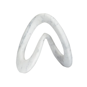 Wildwood Caerwyn Solid Carrara Marble Sculpture — 10.5" Sculptural Accent With Natural Veining For Tablescape Decor 302517