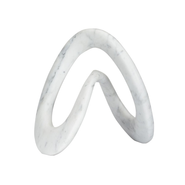 Wildwood Caerwyn Solid Carrara Marble Sculpture — 10.5" Sculptural Accent With Natural Veining For Tablescape Decor 302517