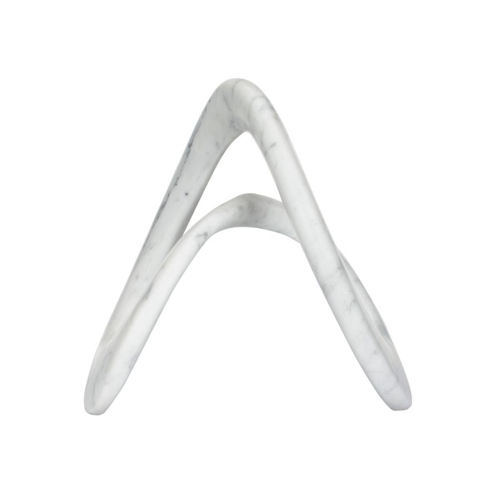 Wildwood Caerwyn Solid Carrara Marble Sculpture — 10.5" Sculptural Accent With Natural Veining For Tablescape Decor 302517