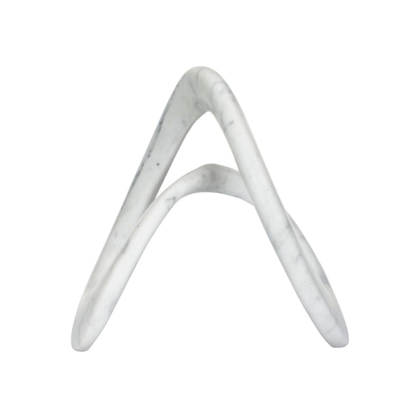 Wildwood Caerwyn Solid Carrara Marble Sculpture — 10.5" Sculptural Accent With Natural Veining For Tablescape Decor 302517