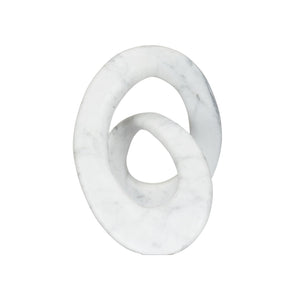 Wildwood Caerwyn Solid Carrara Marble Sculpture — 10.5" Sculptural Accent With Natural Veining For Tablescape Decor 302517