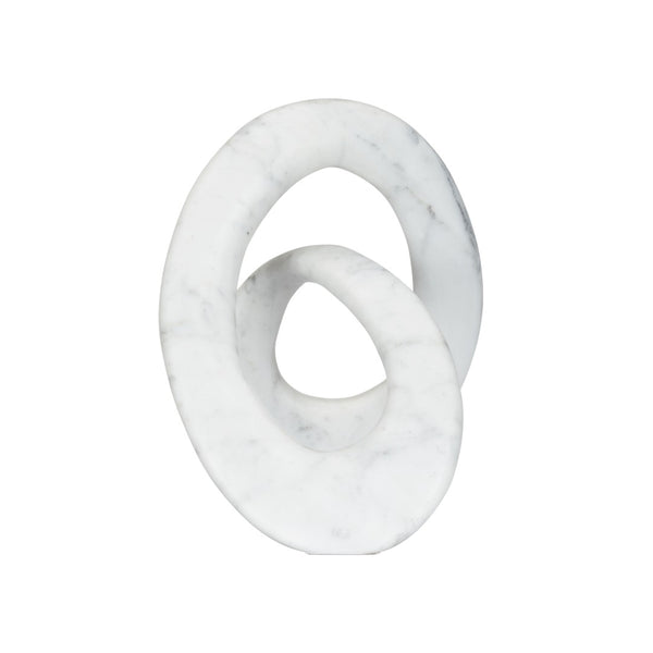 Wildwood Caerwyn Solid Carrara Marble Sculpture — 10.5" Sculptural Accent With Natural Veining For Tablescape Decor 302517