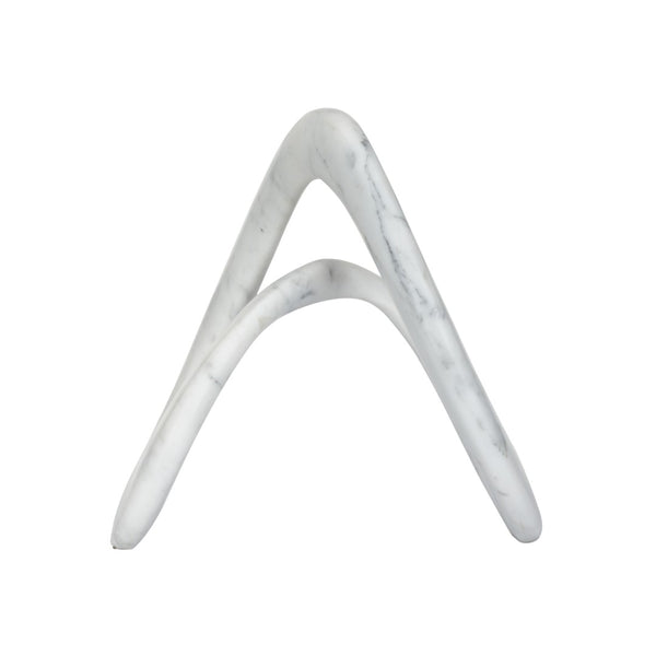 Wildwood Caerwyn Solid Carrara Marble Sculpture — 10.5" Sculptural Accent With Natural Veining For Tablescape Decor 302517