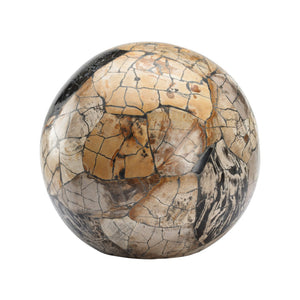 Wildwood Gaia Petrified Wood Sphere Centerpiece — Handcrafted Polished Stone Object For Shelves, Mantels, Tables 12h x 12.5w x 12.5d 302522