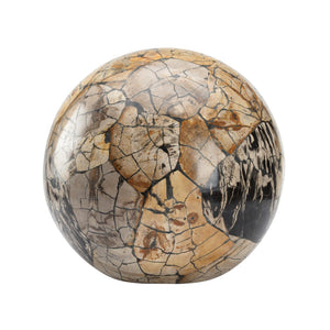 Wildwood Gaia Petrified Wood Sphere Centerpiece — Handcrafted Polished Stone Object For Shelves, Mantels, Tables 12h x 12.5w x 12.5d 302522