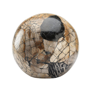 Wildwood Gaia Petrified Wood Sphere Centerpiece — Handcrafted Polished Stone Object For Shelves, Mantels, Tables 12h x 12.5w x 12.5d 302522