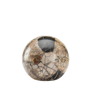 Wildwood Gaia Petrified Wood Sphere Centerpiece — Handcrafted Polished Stone Object For Shelves, Mantels, Tables 8h x 8.5w x 8.5d 302523