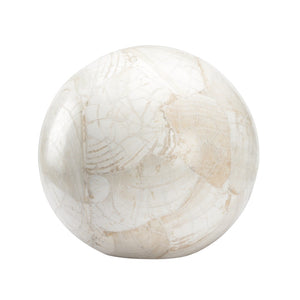 Wildwood Neva Pearly White Stone Decorative Ball — Hand-Finished Sculptural Accent For Shelves & Tables 12h x 12.5w x 12.5d 302524