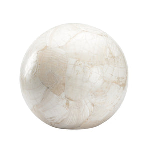 Wildwood Neva Pearly White Stone Decorative Ball — Hand-Finished Sculptural Accent For Shelves & Tables 12h x 12.5w x 12.5d 302524