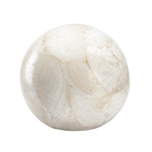Wildwood Neva Pearly White Stone Decorative Ball — Hand-Finished Sculptural Accent For Shelves & Tables 12h x 12.5w x 12.5d 302524