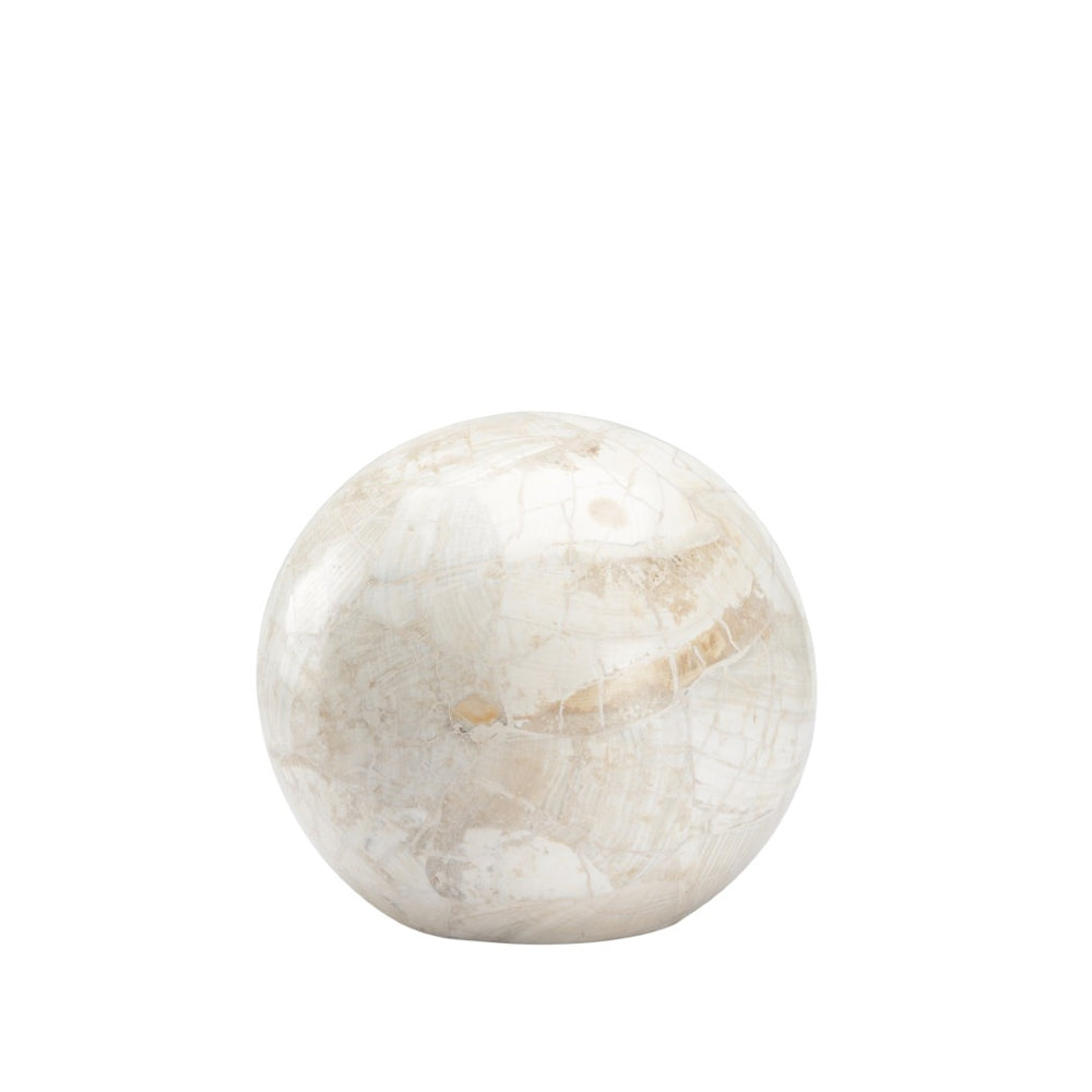 Wildwood Neva Pearly White Stone Decorative Ball — Hand-Finished Sculptural Accent For Shelves & Tables 8h x 8.5w x 8.5d 302525