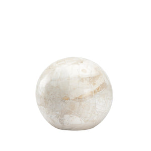 Wildwood Neva Pearly White Stone Decorative Ball — Hand-Finished Sculptural Accent For Shelves & Tables 8h x 8.5w x 8.5d 302525