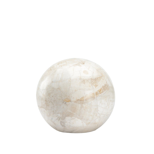Wildwood Neva Pearly White Stone Decorative Ball — Hand-Finished Sculptural Accent For Shelves & Tables 8h x 8.5w x 8.5d 302525