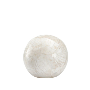 Wildwood Neva Pearly White Stone Decorative Ball — Hand-Finished Sculptural Accent For Shelves & Tables 8h x 8.5w x 8.5d 302525