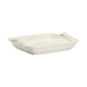 Wildwood Servendo Hand-Sculpted Italian Serving Tray With Ivory Glaze And Equestrian Stirrup Handles, 15.5" 302533